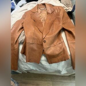 Elie Tahari brown leather jacket